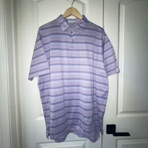 Peter Millar Purple striped Mens Polo Golf shirt L